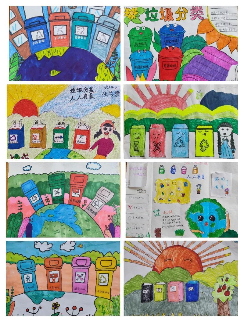 垃圾分類房（“垃圾分類 綠色童行” 金開服投·假日幼兒園開展主題宣傳活動）垃圾分類 童心同行，垃圾分類綠色出行 兒童畫，(圖3)
